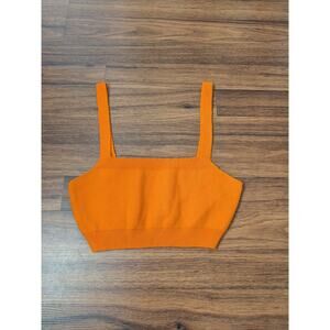 Peppermayo Knit Crop Tank Top Size Small Orange Square Neck Ribbed Bralette Boho